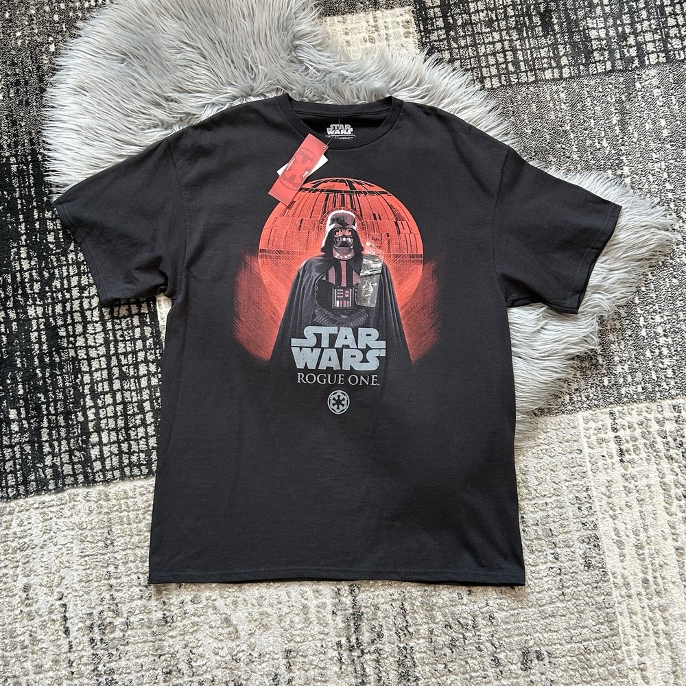 Darth Vader Star Wars‎ Rogue One Death Star Crew Neck Black T-Shirt Men's XL
